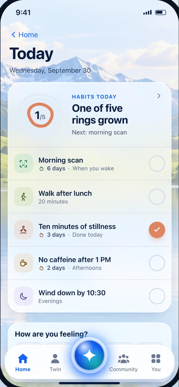 Today screen with daily habits